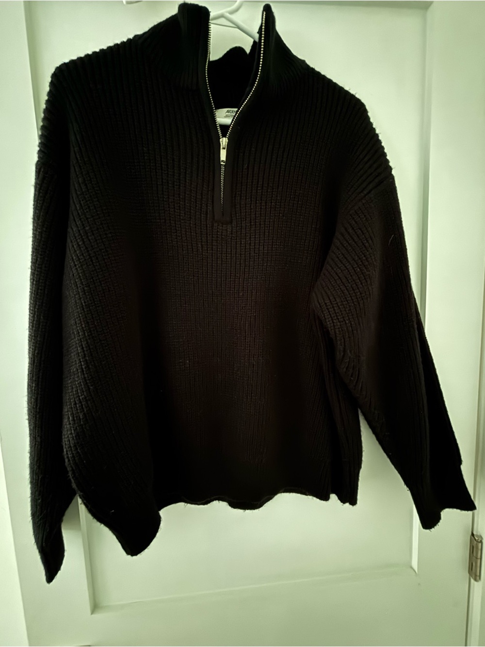 Black Half-Zip Ribbed Women's Sweater